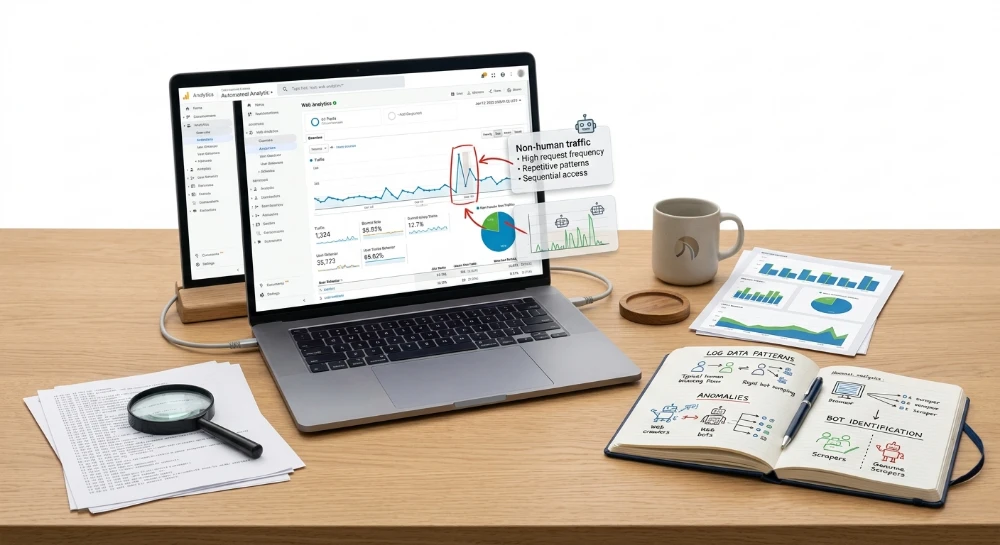 Identifying automated scraping bots that distort internal analytics