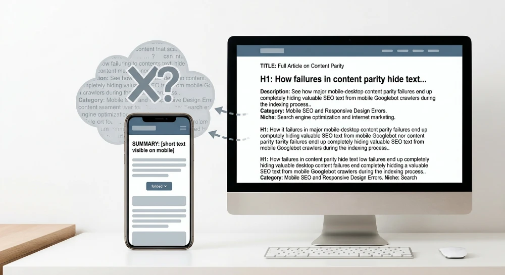 Mobile-desktop content parity failures hiding text from mobile Googlebot
