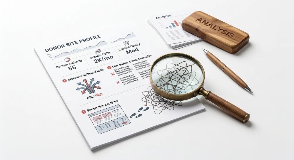 How to detect link farm signals on donor websites