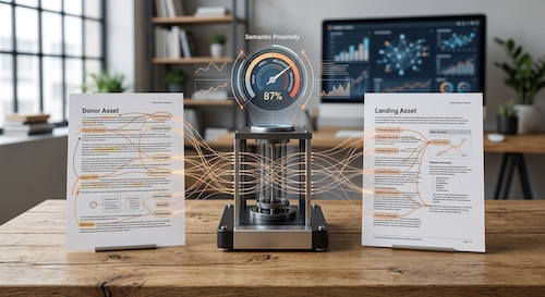 Automated semantic proximity scoring between donor and landing assets