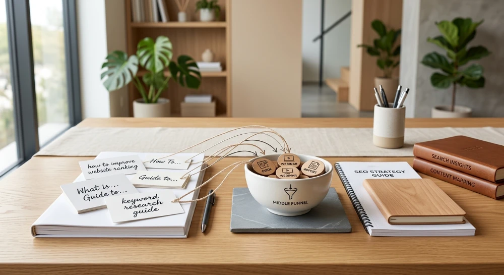 Mapping informational anchor queries to middle funnel landing pages