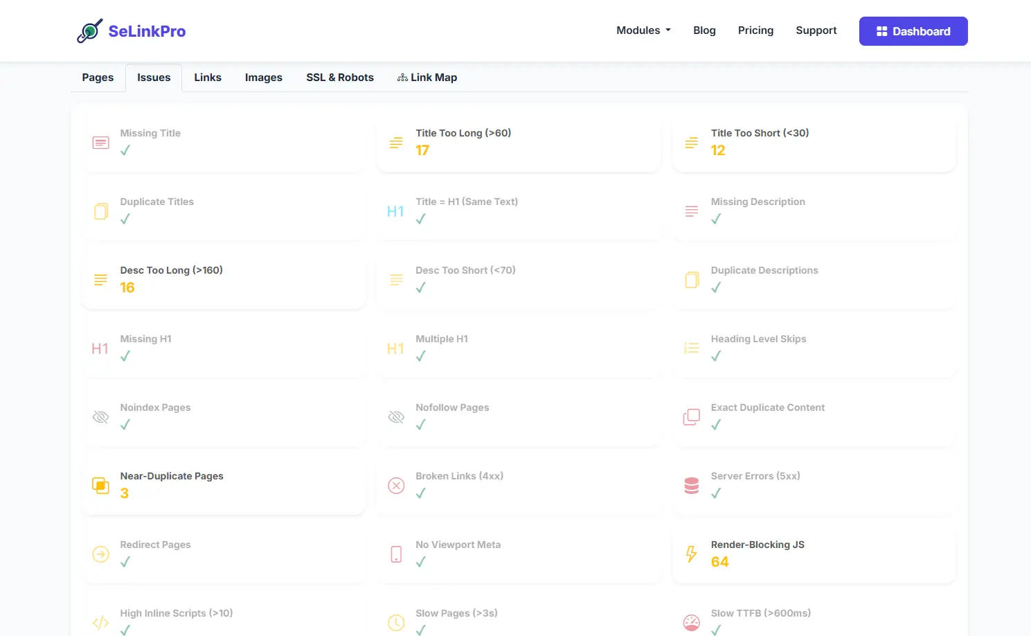SeLinkPro Technical SEO Audit Issues